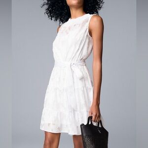 Simply Vera Vera Wang XXL White Smocked Neck Day Dress